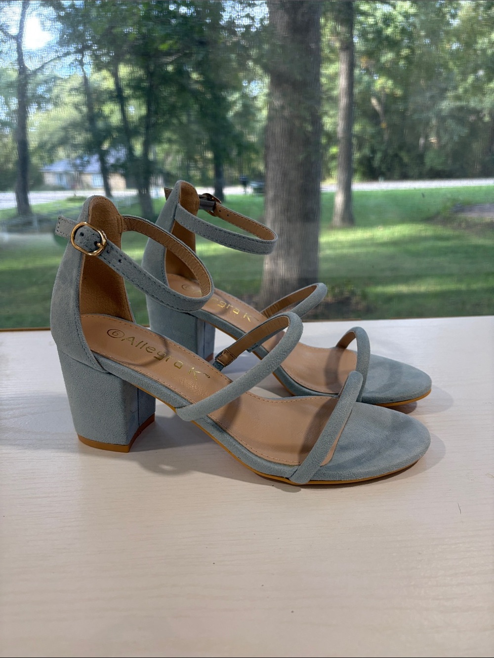 Baby Blue Suede feel Heels